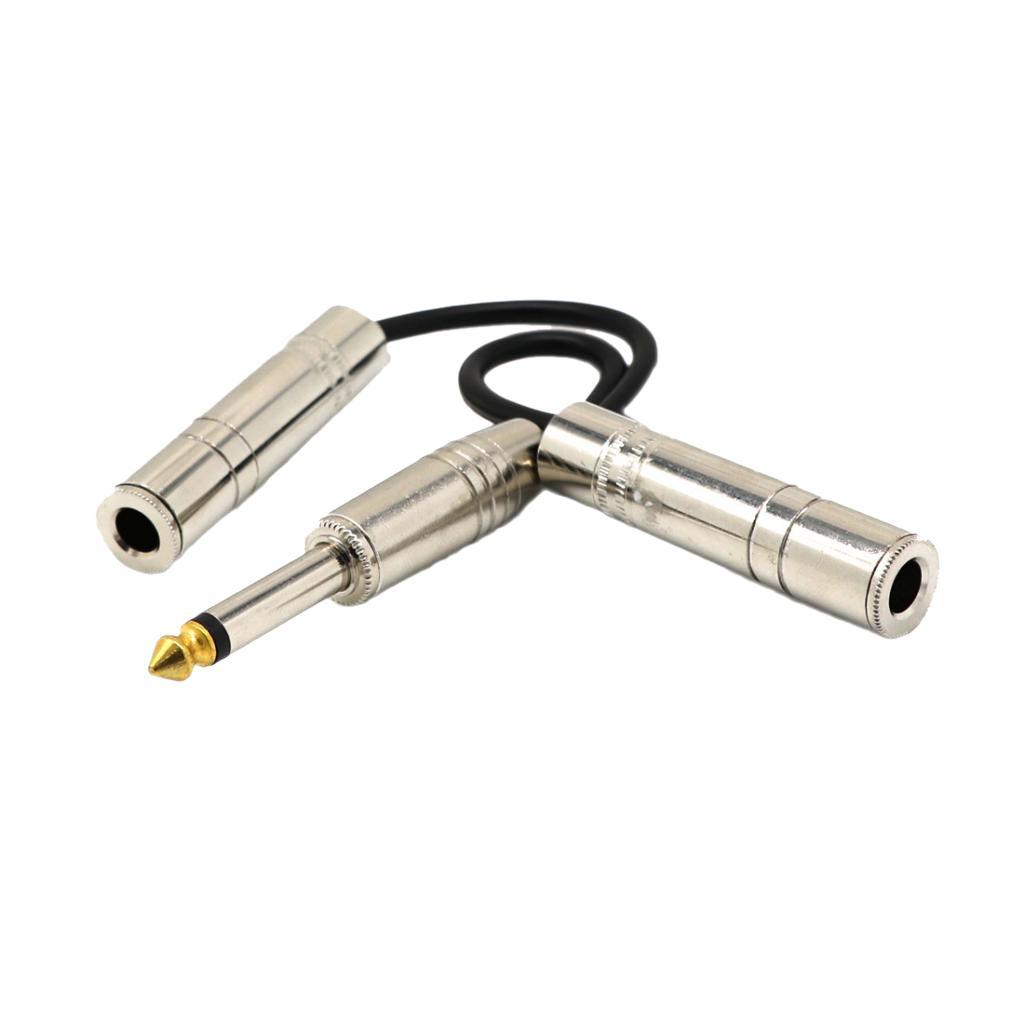 2x 6.35mm Mono Plug Male to Dual 1/4" 6.35mm Jack Female Splitter Cable 0.2m