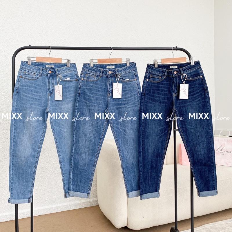 Quần Jean Nữ Baggy Trơn chất jean co giãn dày dặn phom quần chuẩn xịn phom 9 tấc