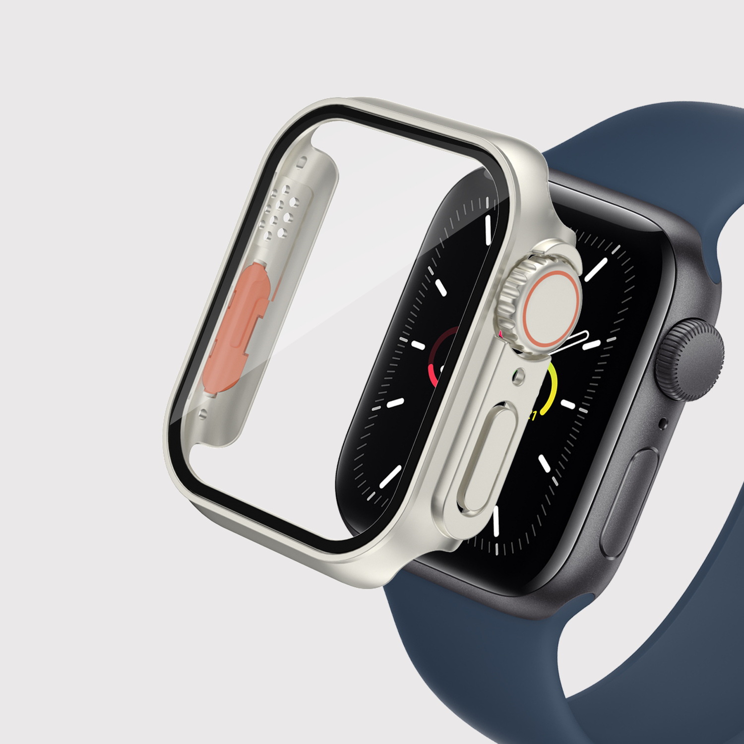 Ốp Case PC Kính Cường Lực Dành Cho Apple Watch Series 4-8/ SE Kiểu Dáng Ultra Curved Glass - Hàng Chính Hãng