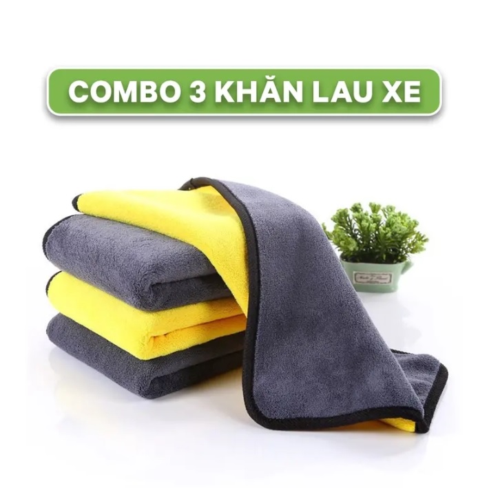 Combo 3 Khăn Lau Xe Ô Tô Siêu Thấm Nước Kích Thước 30x60cm