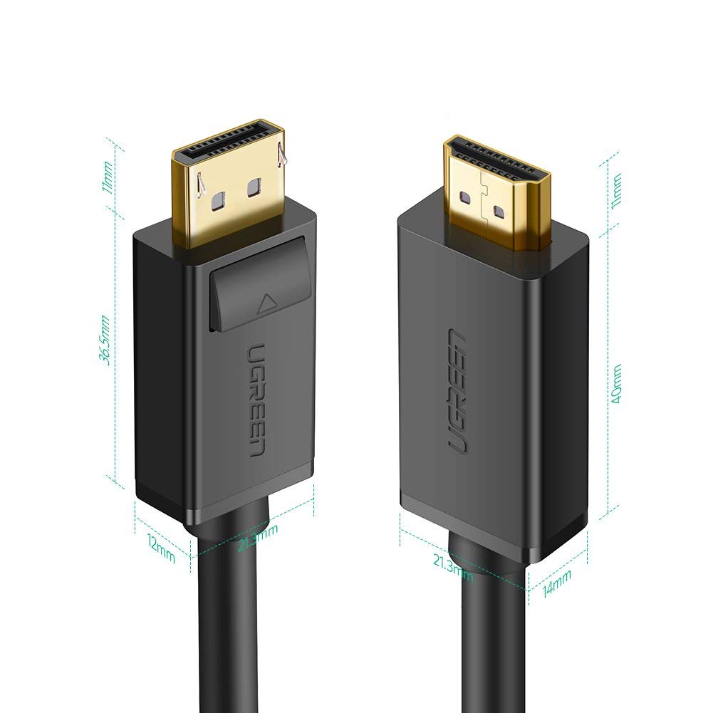 Dây cáp DisplayPort sang HDMI hỗ trợ phân giải 1920x1200 dài 5M UGREEN DP101 10204 - Hàng chính hãng
