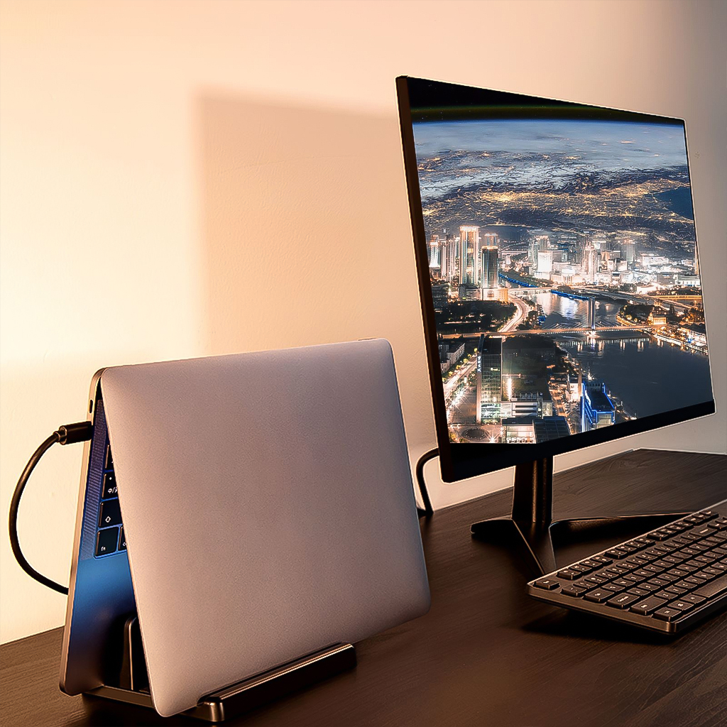 Giá đỡ Kiêm Đế Dựng Đứng Gọn Gàng Chắc Chắn Cho Laptop Macbook iPad Điều Chỉnh Được Độ Rộng Bằng Nhựa ABS