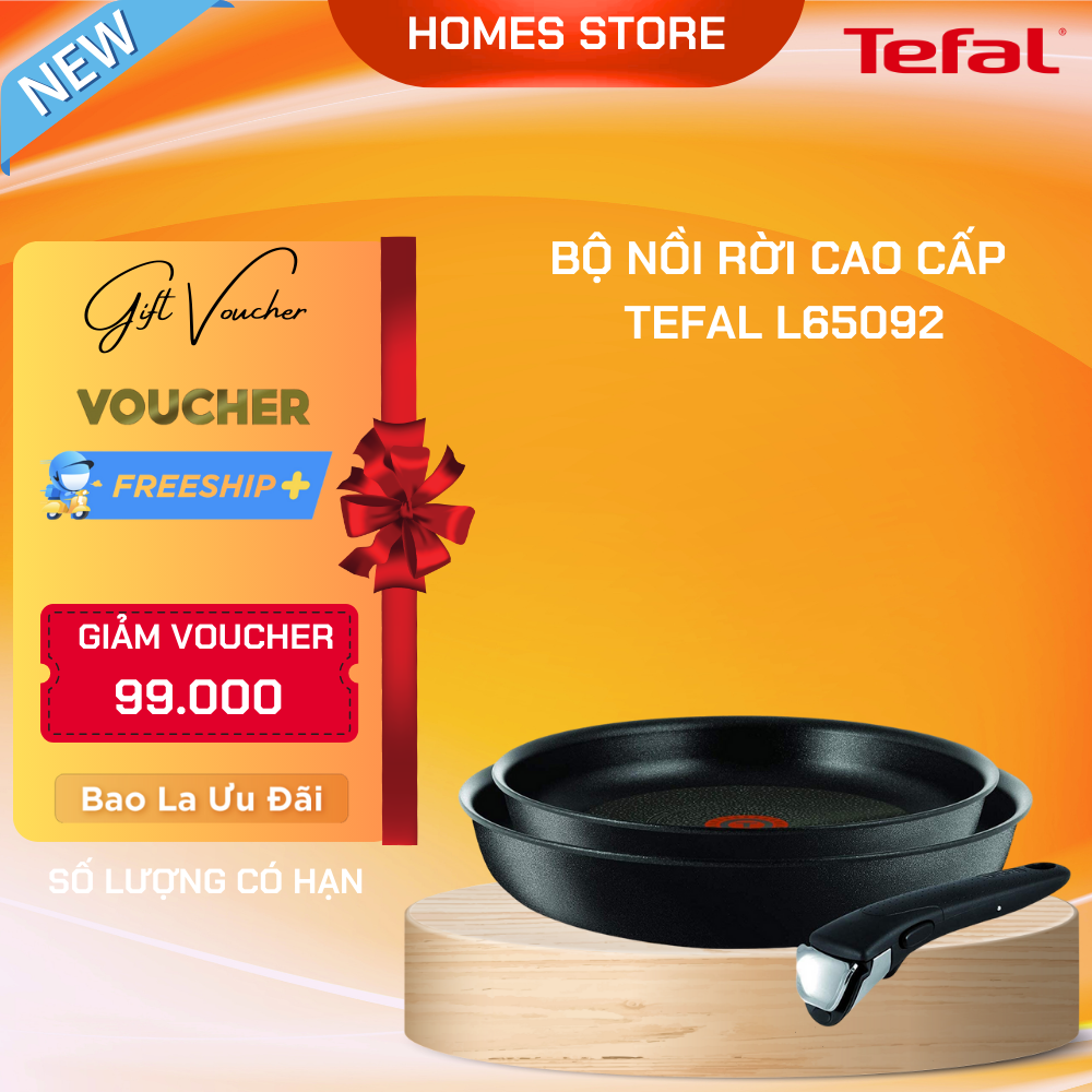 Bộ Chảo Rời Phủ Titanium Excellence TEFAL L65092 Ingenio Expertise - Nhập Khẩu Đức Size 24 & 28 CmBền Gấp 6 Lần Chảo Thường - Hàng Nhập Khẩu