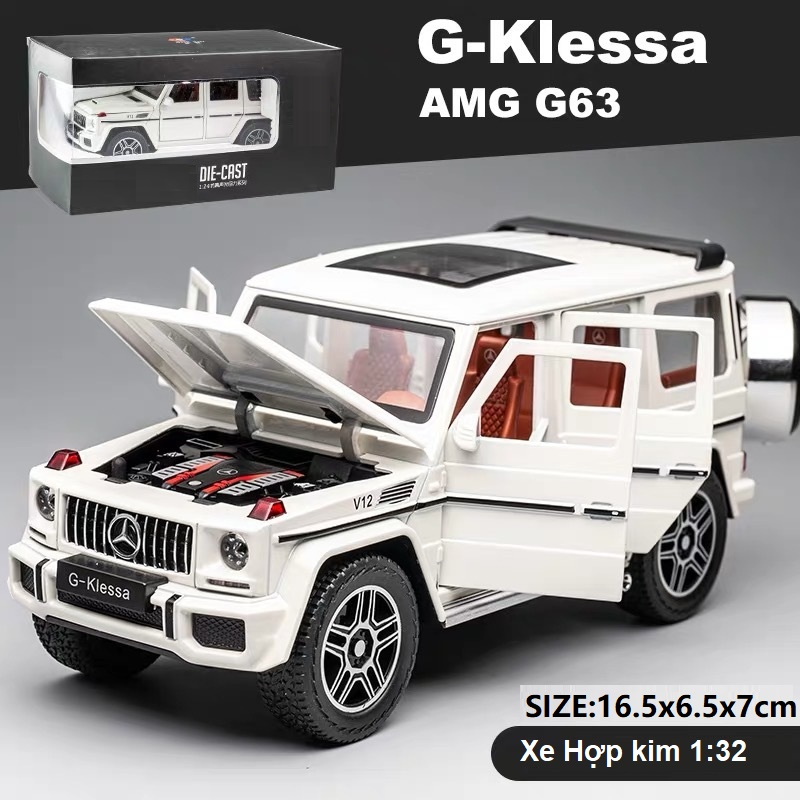 Xe ô tô mô hình Merc Benz AMG G63 tỉ lệ 1:32 chất liệu hợp kim cao cấp, có đèn và âm thanh