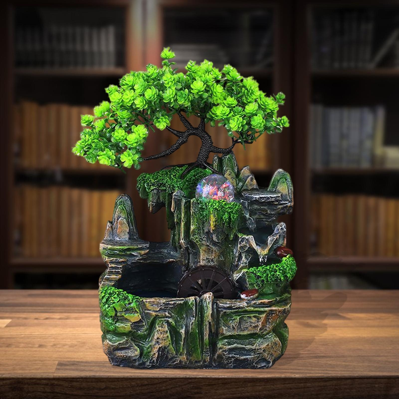 Electric Tabletop Water Fountain Rolling Ball Water Sound with Lights Decor