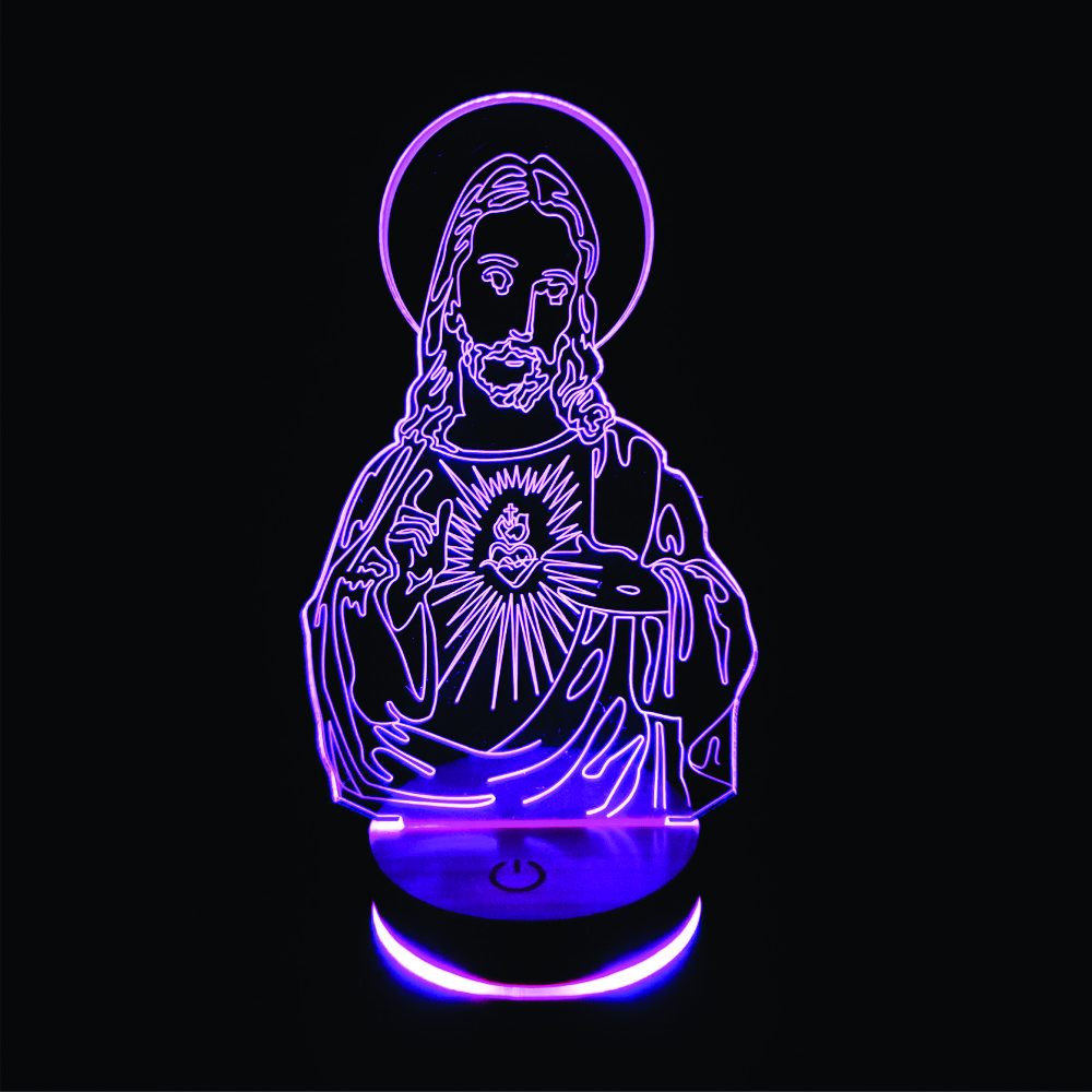 Chúa Jesu, Đèn 3D led, Đèn ngủ thay đổi 16 màu