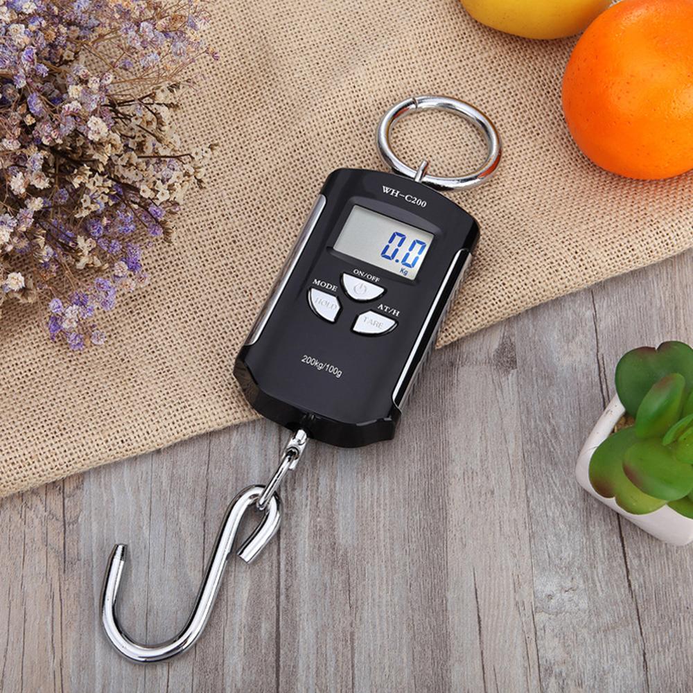 Digital Hanging Scale 200kg/ 440lb Portable Crane Scale LCD Backlight Steel Hook Scales for Farm Fishing Hunting Food Market Outdoor Work