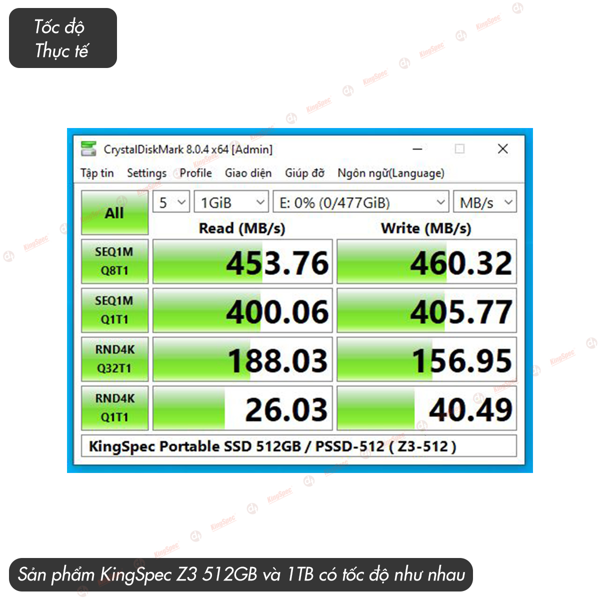 Ổ cứng SSD di động KingSpec , USB 3.1 - TypeC / Z3 - Hàng Chính Hãng