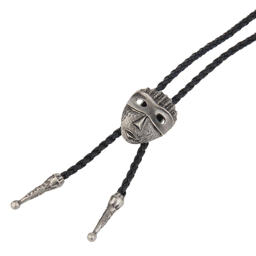 Black PU Leather Cord Western Cowboy  Tie with  Pendant Necklace