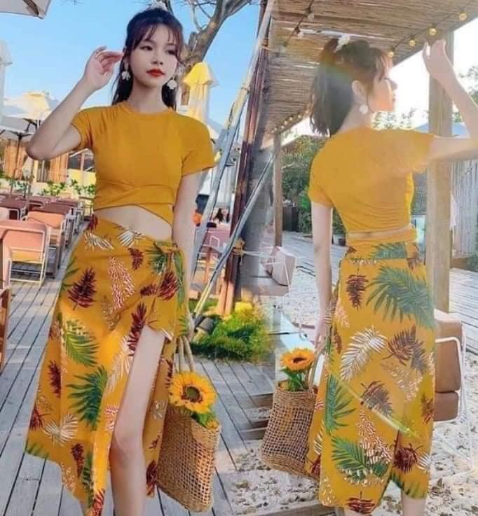 Bộ bikini 3 món có khăn voan ngoài cao cấp sang chảnh