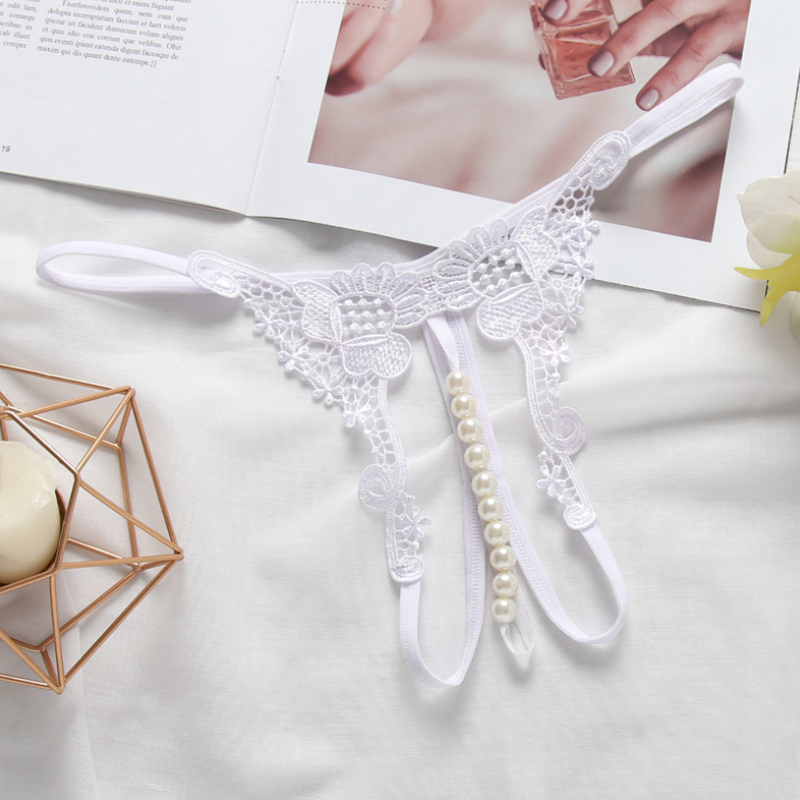 Quần lót lọt khe chuỗi hạt sexy - Trắng