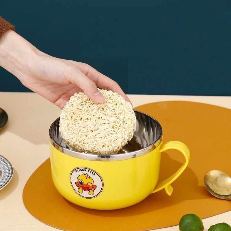 Ca Đựng Cháo Giữ Nhiệt, Ca Úp Mỳ, Tô khuấy Bột Ăn Dặm Cho Bé Hình Vịt Vàng Đáng Yêu - Hàng chính hãng
