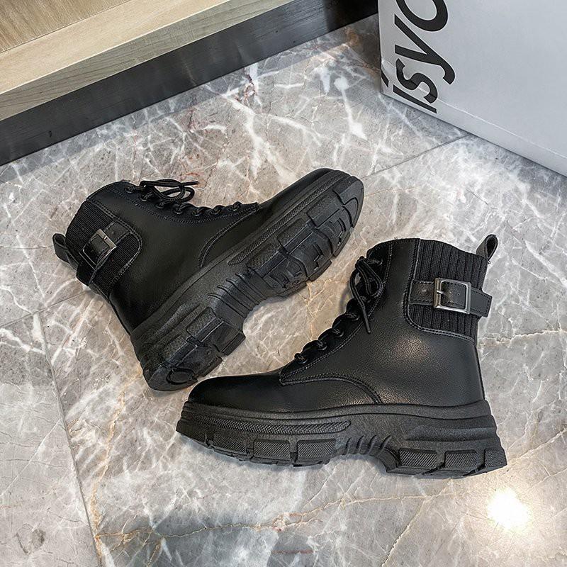 Giày bốt Martin cột dây thời trang mùa đông cá tính hợp thời trang