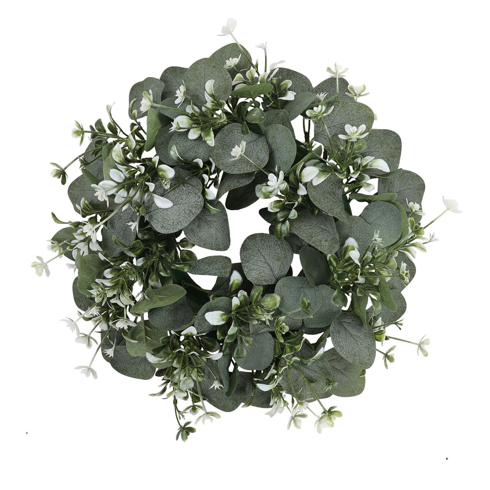 Artificial Wreath Large Green Leaf Wreath Garland Decoration Durable Front Door Eucalyptus Wreath for Garden Patio