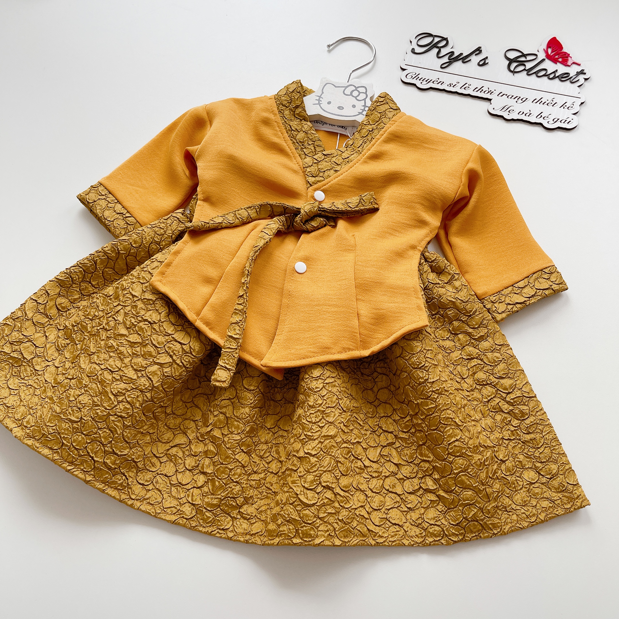 Sét Váy Hanbok Rời Cho Bé Gái 3 Đến 18kg, Đầm Bé Gái Chất Lụa Ướt Mềm Mát