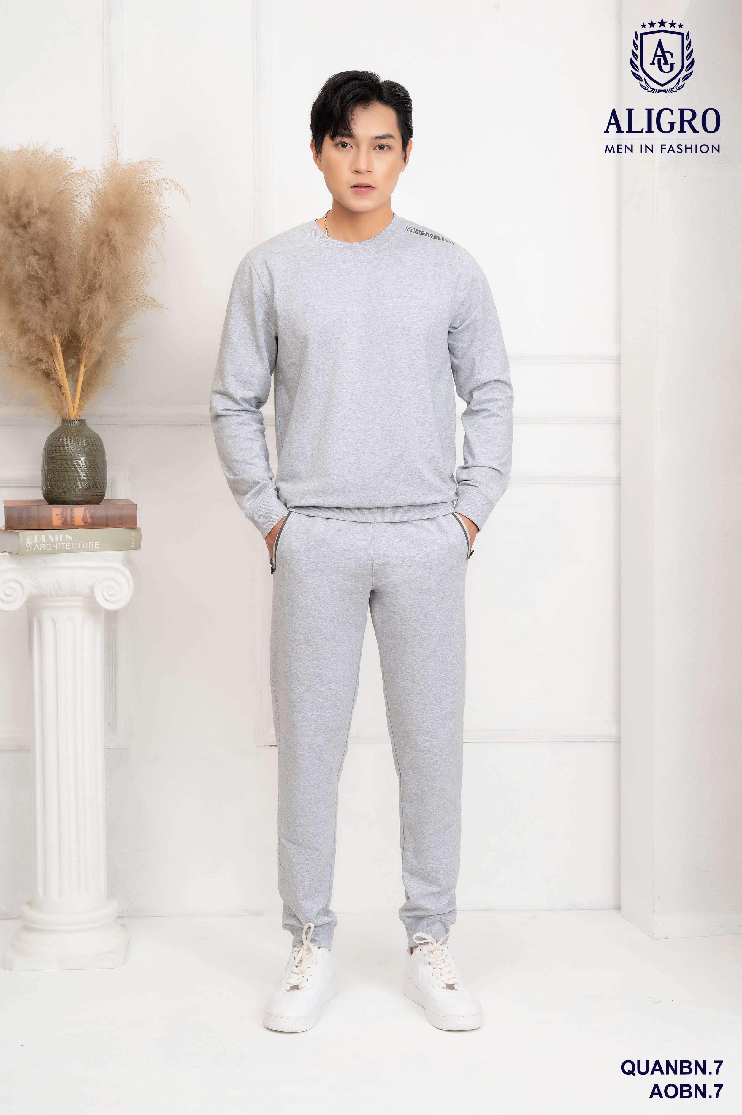 Bộ nỉ nam Aligro màu ghi xám BN7