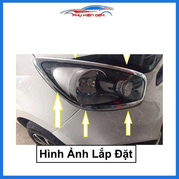 Ốp viền đèn pha hậu mạ crom Morning 2012-2013-2014-2015-2016-2017-2018-2019-2020 chống trầy trang trí bảo vệ xe