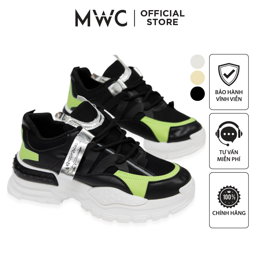 Giày Thể Thao Nữ Thời trang MWC giày sneaker da phối lưới đế cao phối màu cá tính siêu HOT NUTT- 0579