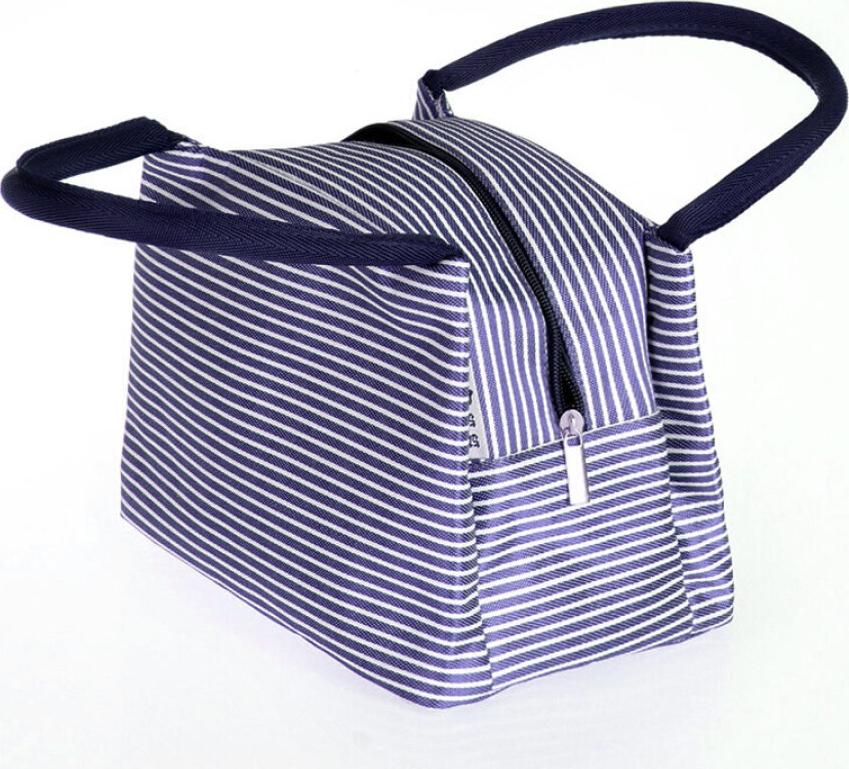 Companion line portable lunch box bag lunch bag portable lunch box bag lunch bag simple waterproof canvas stripe bag gray stripe BL1052