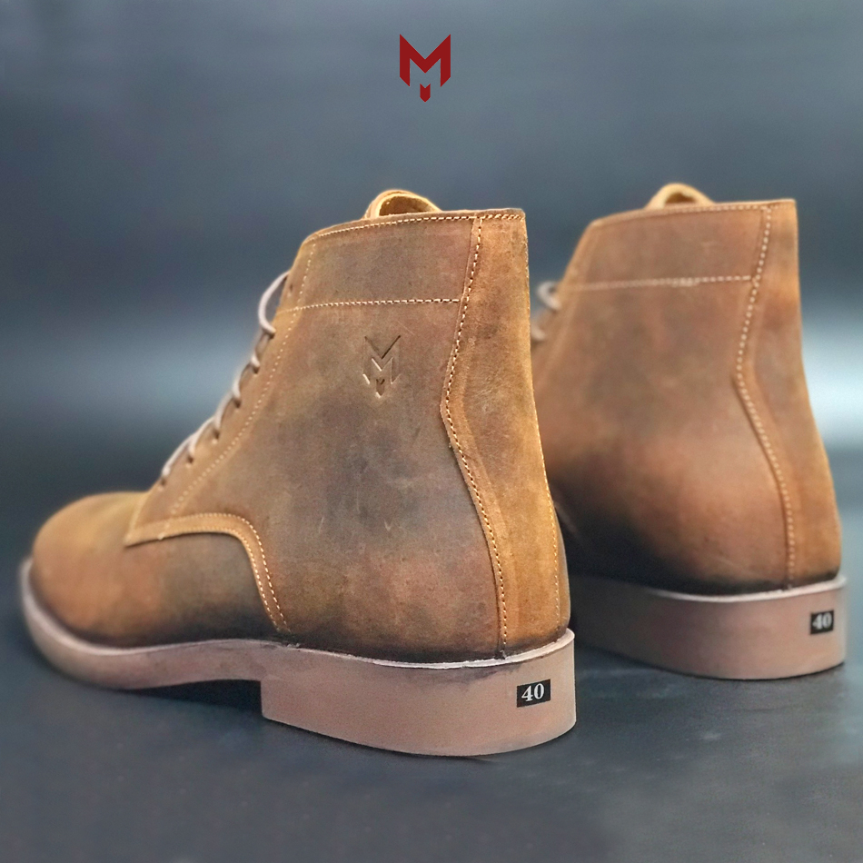 Giày cao cổ nam da bò sáp ngựa điên cao cấp phong cách bụi bặm Desert Plain Boots Mad Brown