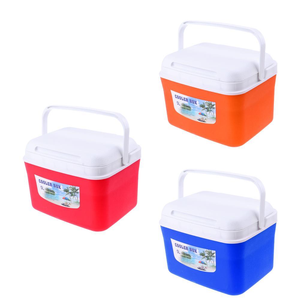 Camping Outdoor Picnic Drinks Food Cooler Box Car Ice Bucket with Handle 5L/13L Orange/Red/Blue