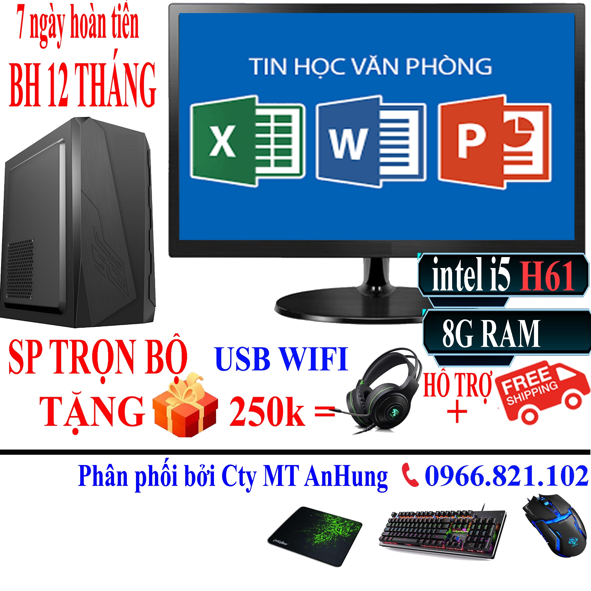 Bộ máy tính để bàn Viettech chuyên Văn phòng, Học tập Core i5 3470 siêu mạnh, ổ cứng SSD điện tử siêu nhanh, màn 20 inch MỚI FULL HỘP - Hàng nhập khẩu