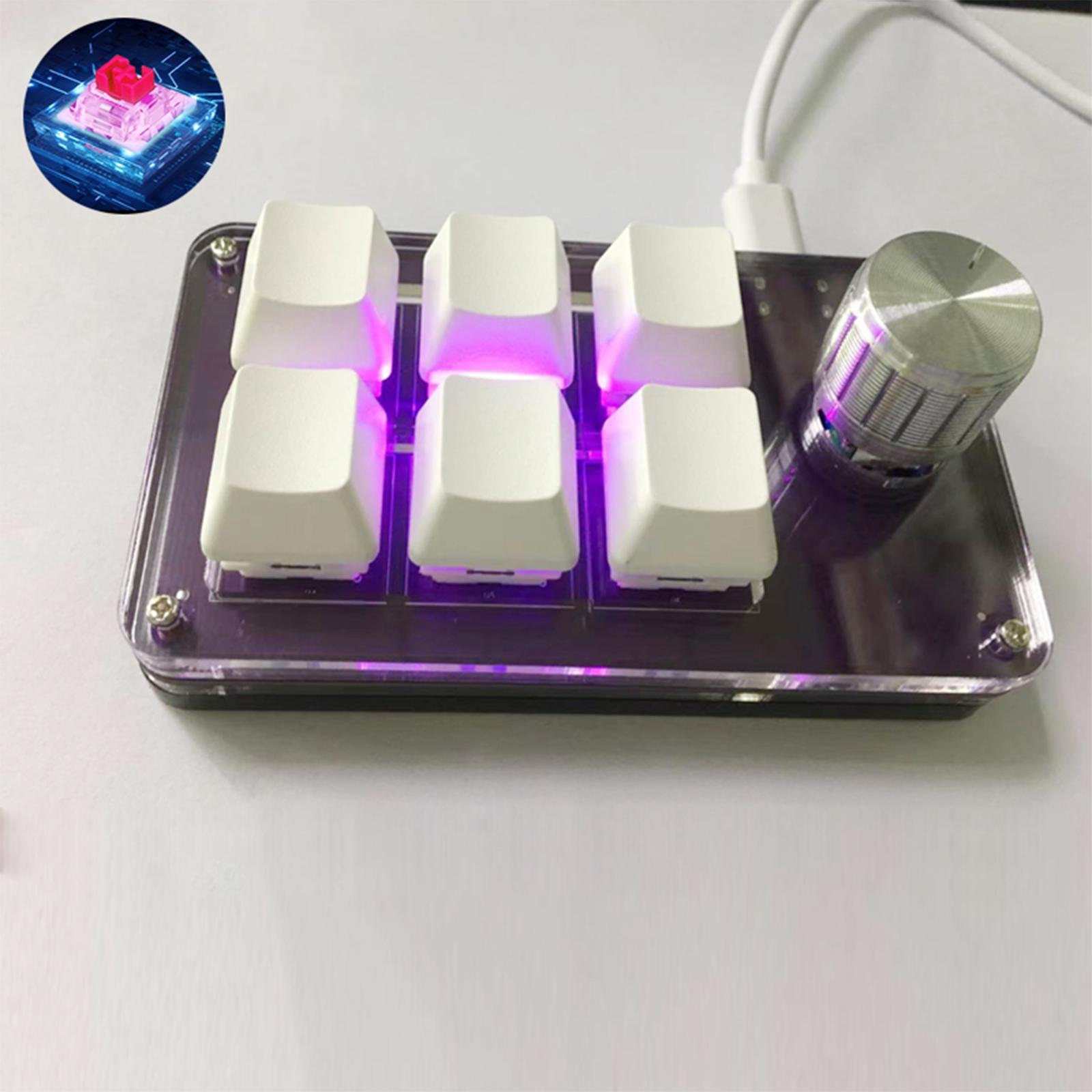 One-Handed Mechanical Keyboard with 6 Fully Programmable Keys Mini Gaming Keyboard USB Custimize Keypad One for Game Media Player