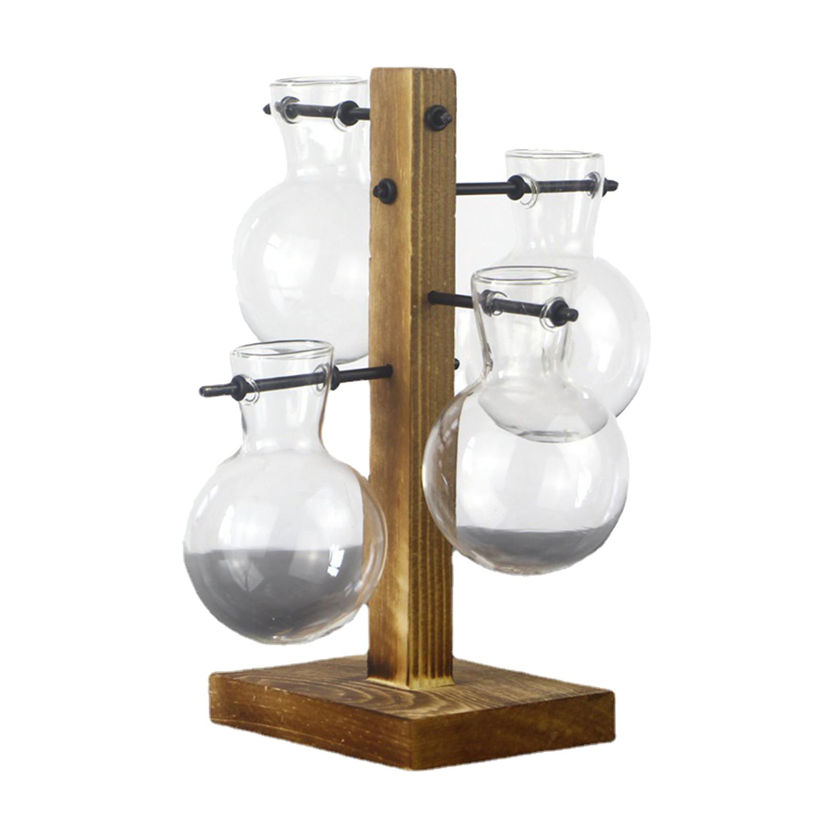 Test Tube Flower Bud Vase wooden Stand for Hydroponic Plants Flower Bud Vase