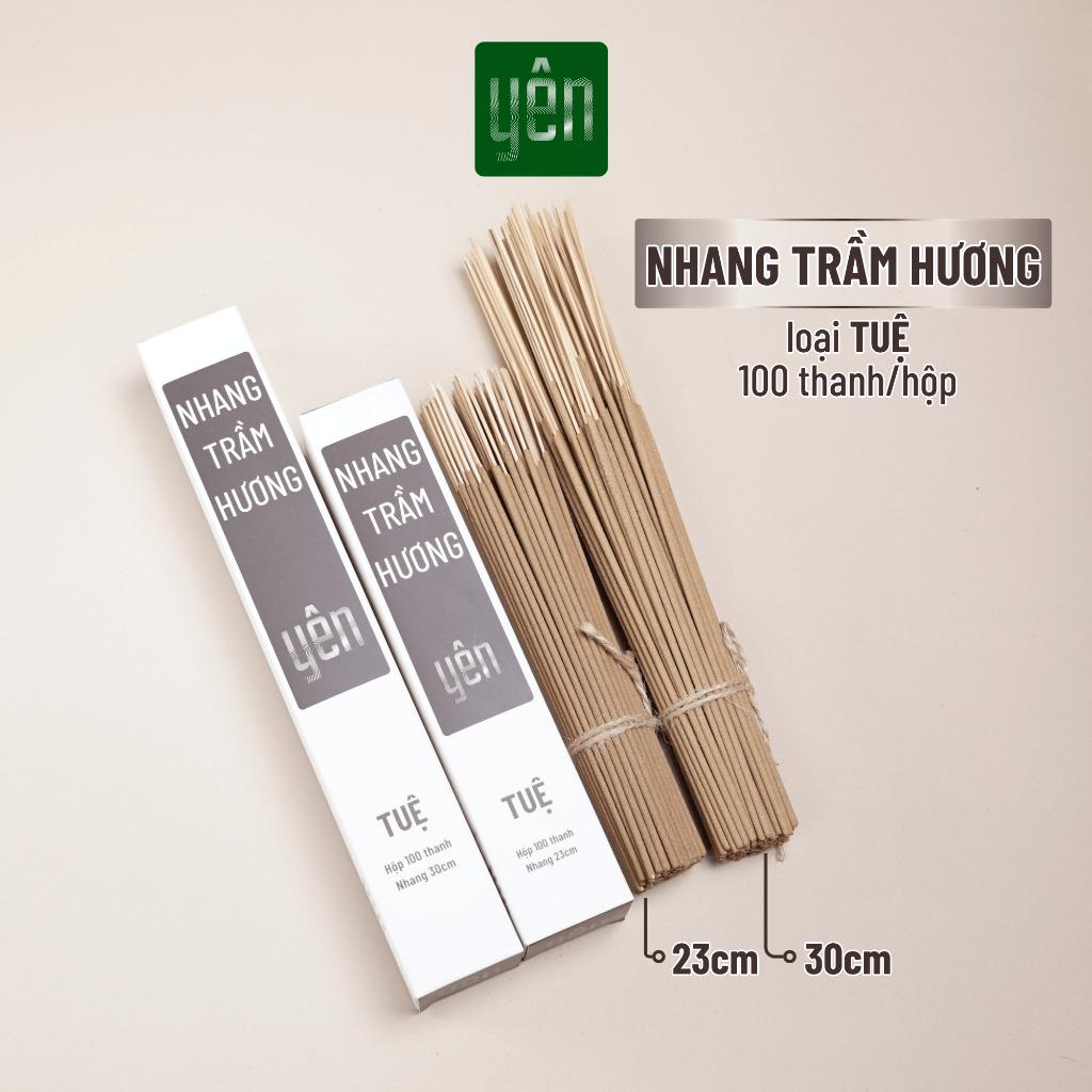 Nhang Trầm Hương Yên Loại Tuệ 23-30cm Hộp 100 thanh Sạch Tự Nhiên Ít Khói Dùng Thờ Cúng Xông Thơm - Nhang Trầm 23cm