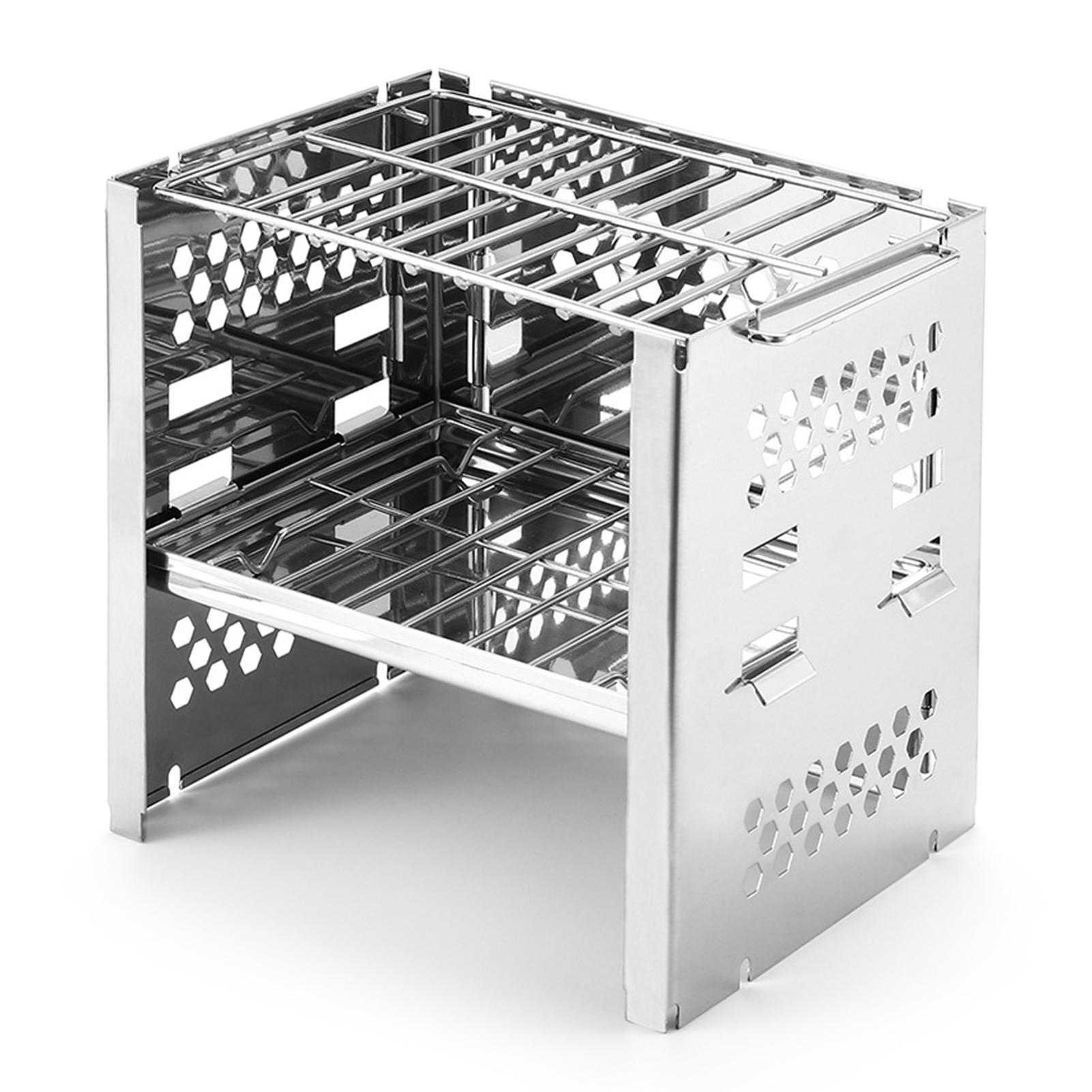 Camping Wood Burning Stove Portable Folding Stainless Steel Backpacking Stove BBQ Grill Stove for Outdoor Picnic Hiking Traveling