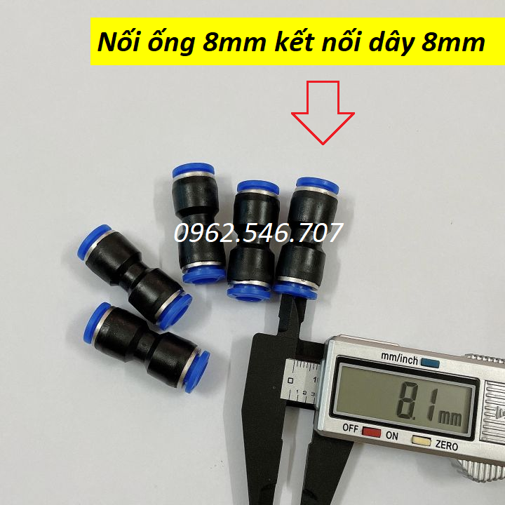 2 - 5 - 10 - 20 Cút đầu nối nhanh ống nhựa thẳng PU8 - Dây hơi đường kính 8mm