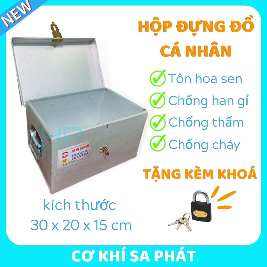 Hòm tôn nhỏ đựng đồ cá nhân , tặng kèm ổ khóa