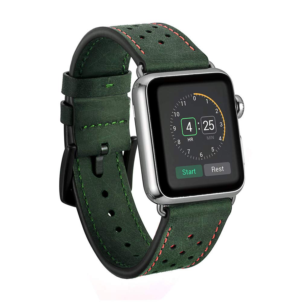 Dây đồng hồ Apple Watch, dây da 09 chấm bi khóa thép không gỉ cho Apple Watch