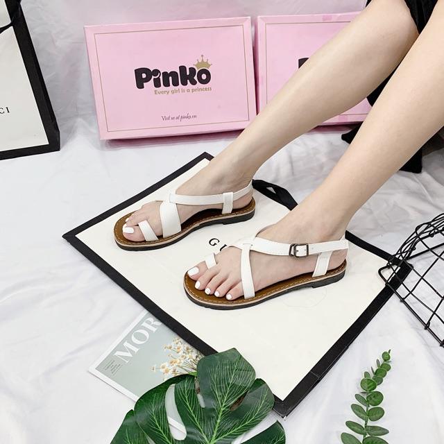 Sandal bản dày xỏ ngón quai chéo đế nâu