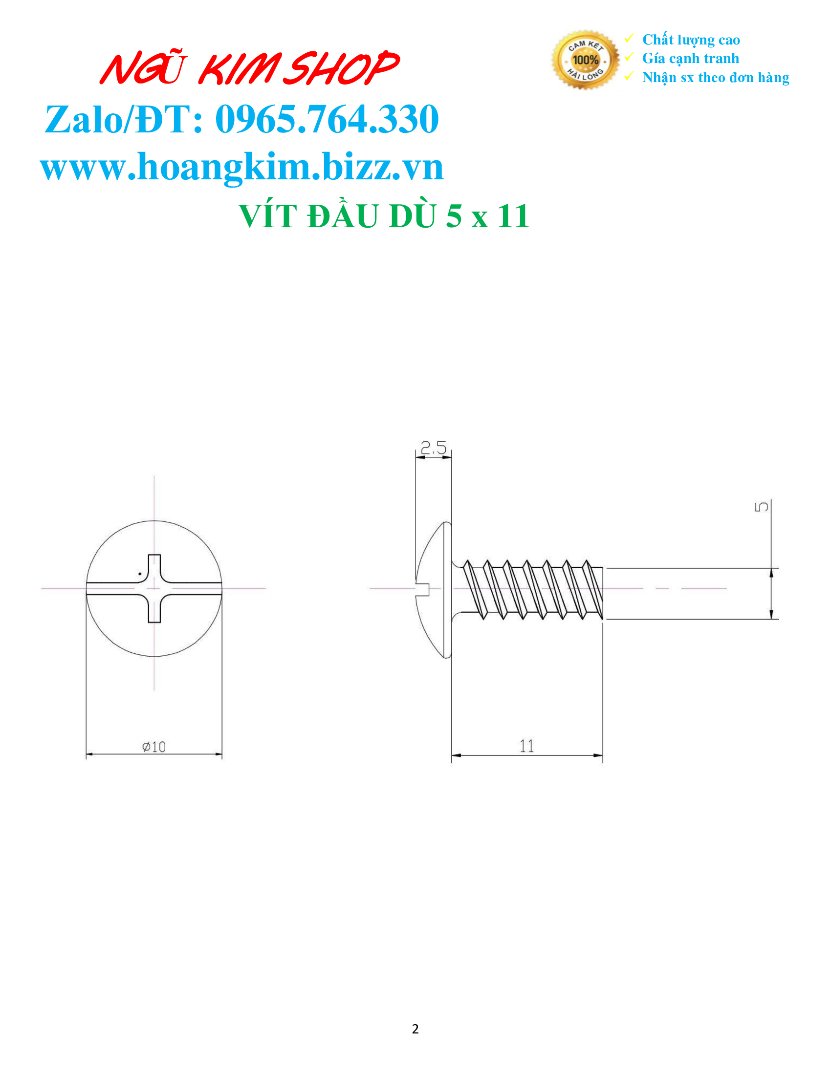 VÍT ĐẦU DÙ MŨI BẰNG M3, M5