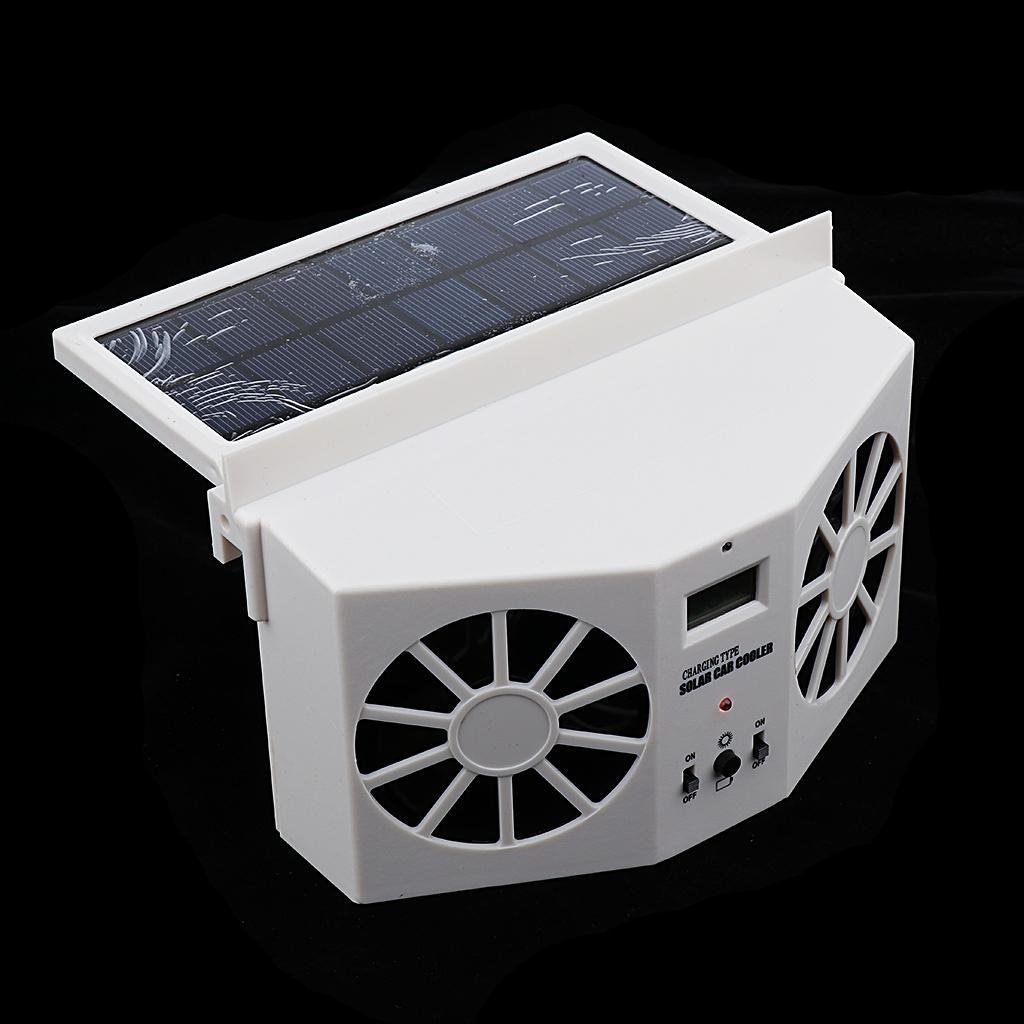 Plug and Solar Dual Fan Window Air Vent Cooler Windshield black