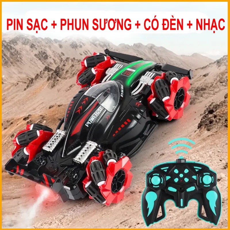 Ô tô điều khiển từ xa  Xoay 360 độ, Ống xả phun sương - Pin sạc siêu trâu - Chất liệu nhựa ABS chắc chắn