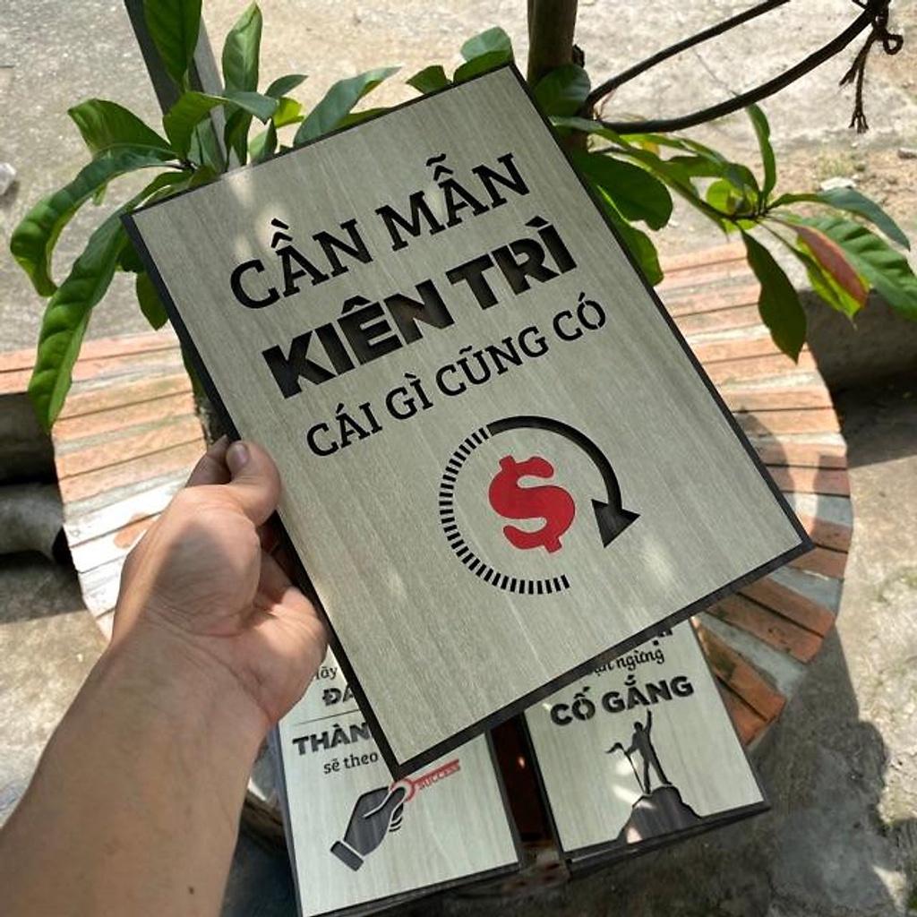 Tranh Tạo Động Lực TBIG060 trang trí tường phòng họp cao cấp "cần mẫn kiên trì cái gì cũng có"