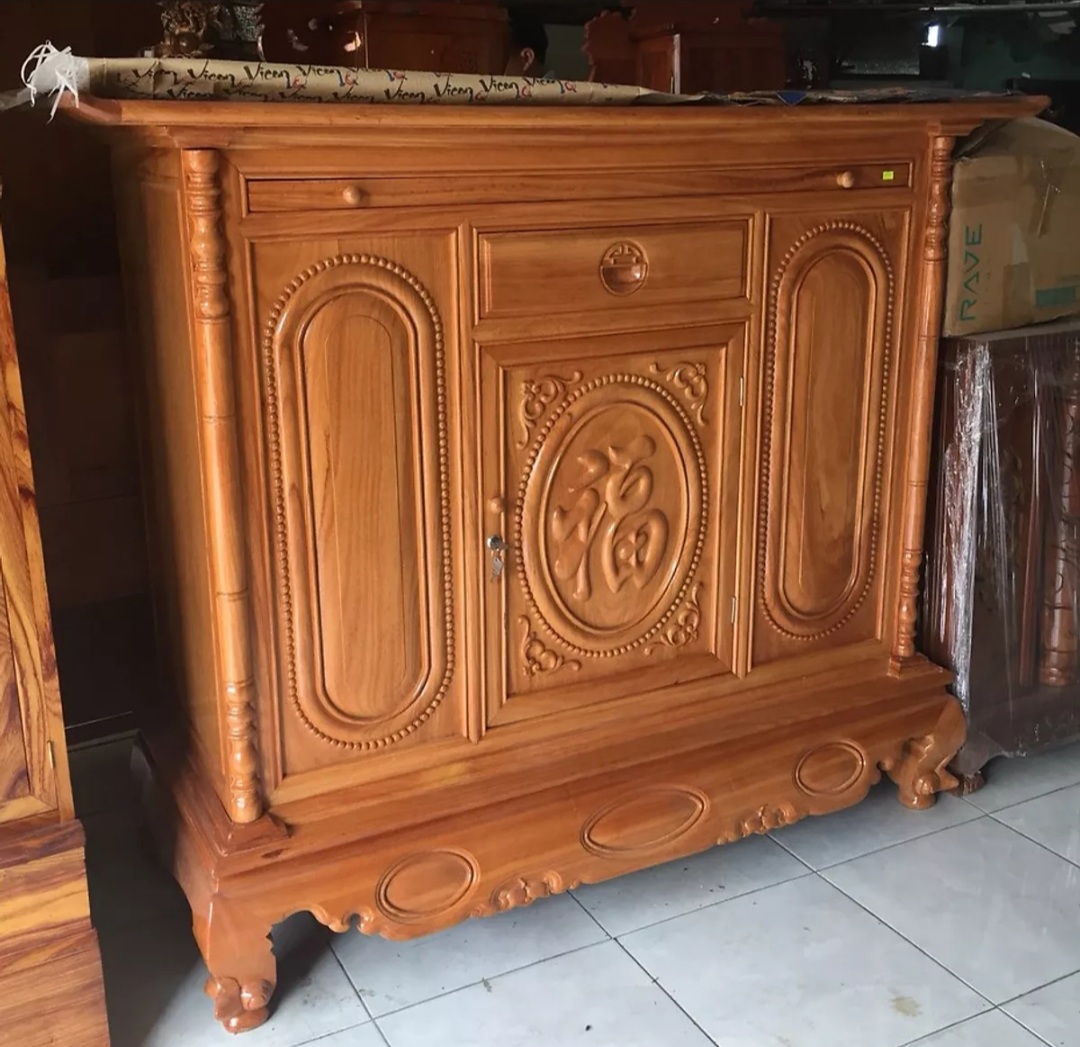 Tủ thờ gỗ gõ đỏ 1m75, bàn thờ gỗ cao cấp
