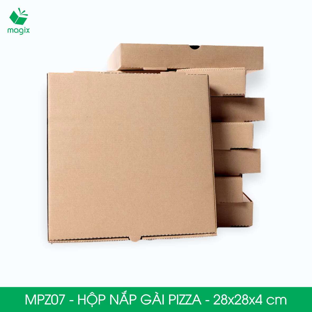MPZ07 - 28x28x4 cm - 60 Hộp nắp gài pizza đa dụng - Hộp nắp gập, hộp carton gói hàng, hộp quà