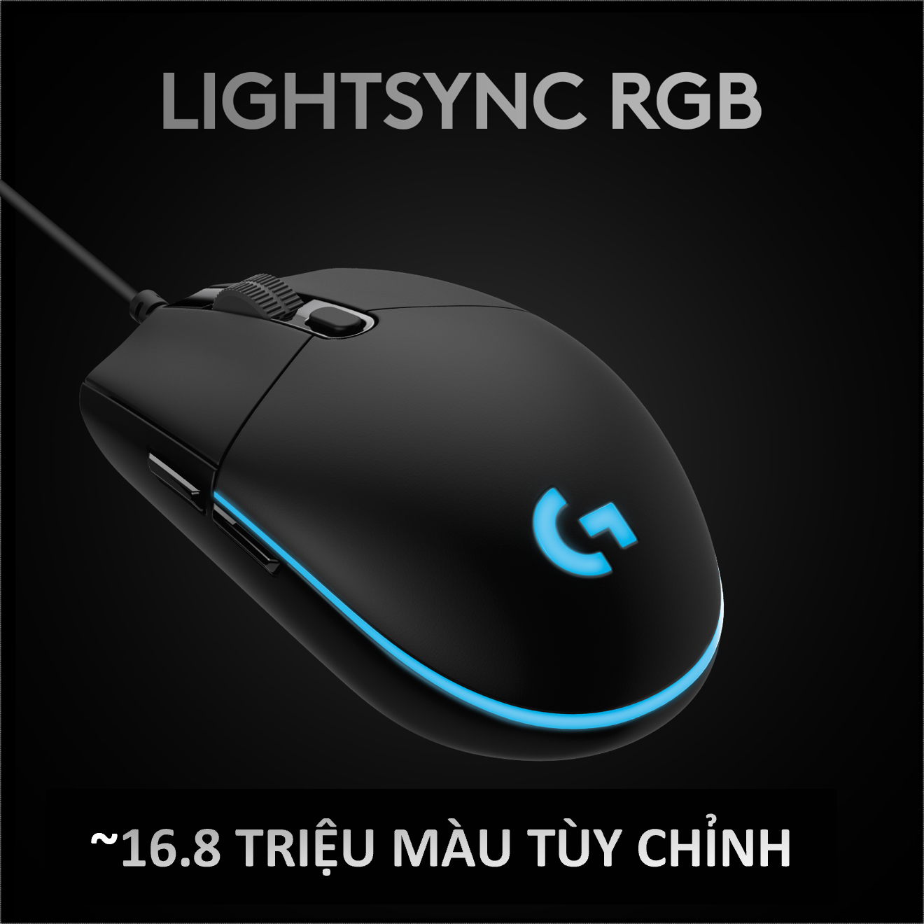 Chuột có dây RGB Logitech Pro Hero - 6 nút lập trình, cảm biến 25K, 5 cấu hình bộ nhớ tích hợp - Hàng chính hãng