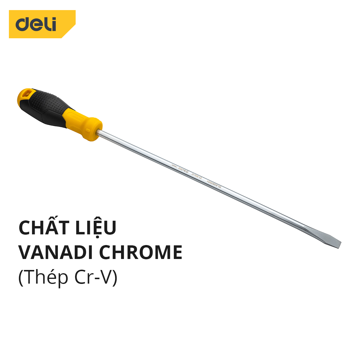 Tua Vít 2 Cạnh Deli Cao Cấp -  Đầu Vít Từ Tính Dễ Dàng Sử Dụng - Kích Thước 8×300mm Thép Cr-V Mạ Crom