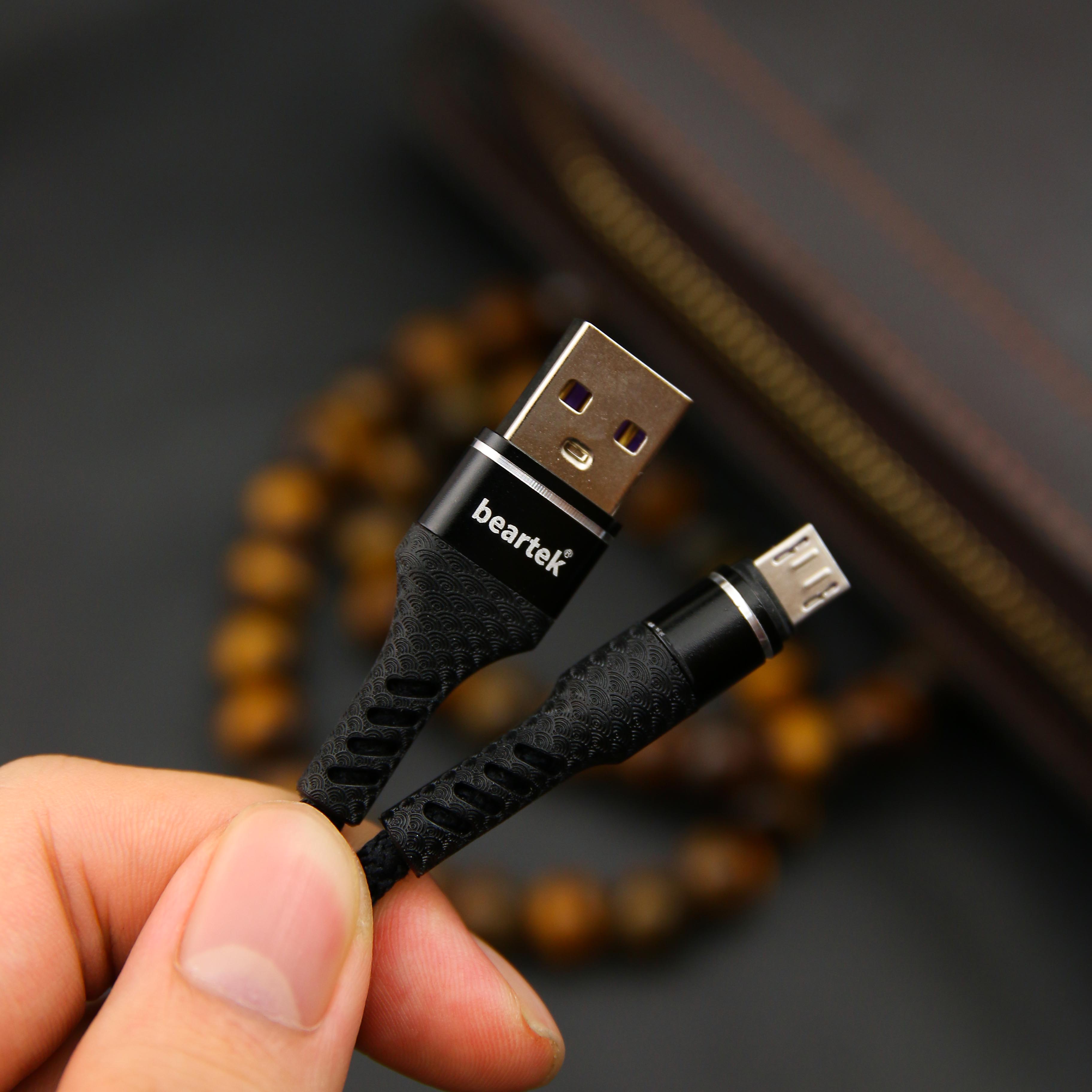 Dây cáp sạc BEARTEK Micro USB dây dù 0.9m vỏ sợi bện siêu bền – Truyền dữ liệu tiện dụng – Hàng nhập khẩu