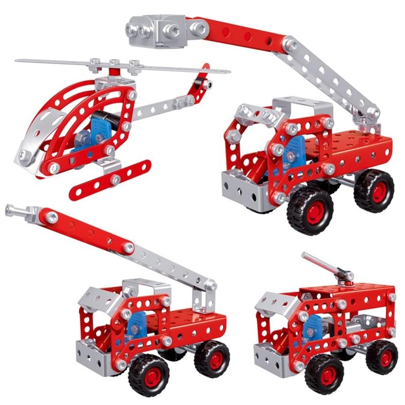 Đồ Chơi Giáo Dục STEM - Metal Bricks 4in1 - 4 Phương Tiện Biến Hình Cứu Hỏa Siêu Bền 1202