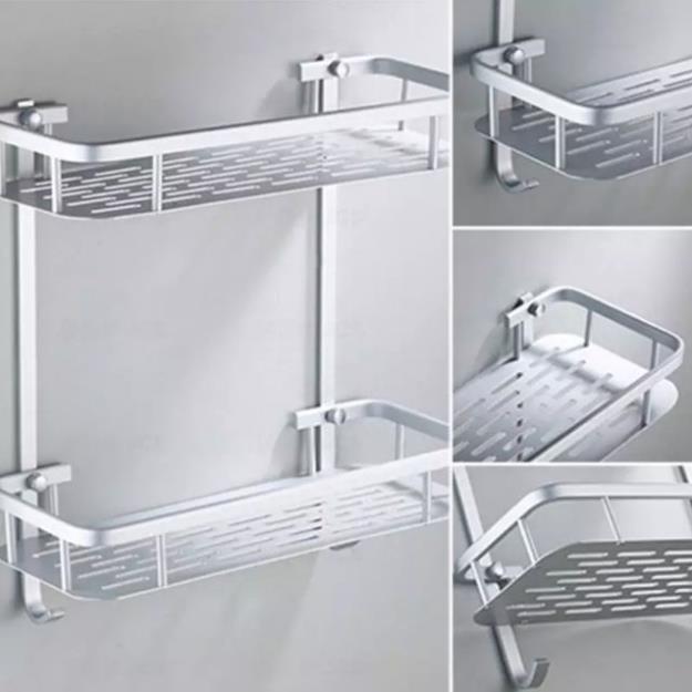 Kệ nhôm chữ nhật 2 tầng khoan hoặc dán keo