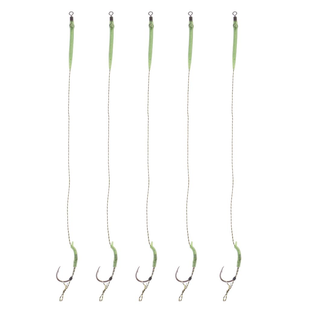 5Pieces Carp Fishing Hook Link Braided Line Hair Rigs Terminal Tackle 8#