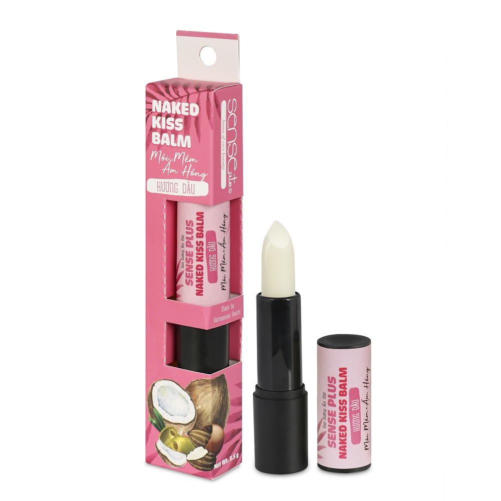 COMBO 10 SON DƯỠNG MÔI NAKED KISS BALM SENSE PLUS HƯƠNG DÂU + TẶNG HỘP MẶT NẠ MÔI