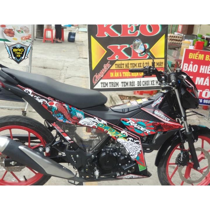 Tem rời dán xe raider fi cá chép đỏ đen