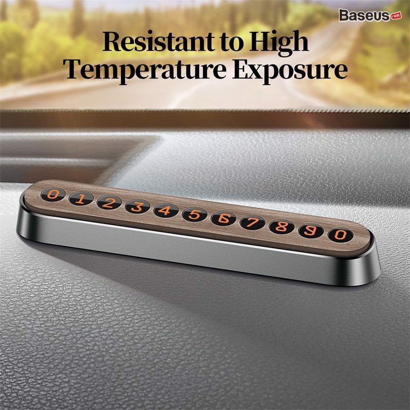 Bảng số điện thoại trên ô tô Baseus Wood Texture Temporary Parking Number Plate(Phiên bản 2 số, Gỗ óc chó)hàng nhập khẩu
