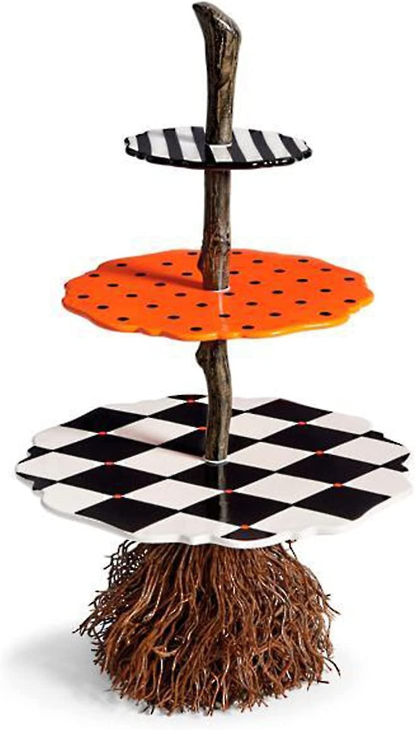 Hiển thị bánh Halloween Đứng 3 tầng Snack Resin Resin Broom Ornament Dessert đứng mới